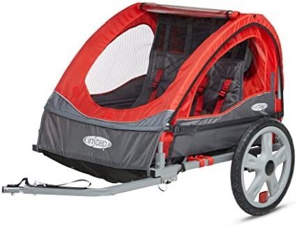 Instep Bike Trailer for Toddlers, Kids, Single and Double Seat, 2-In-1 Canopy Carrier, Red