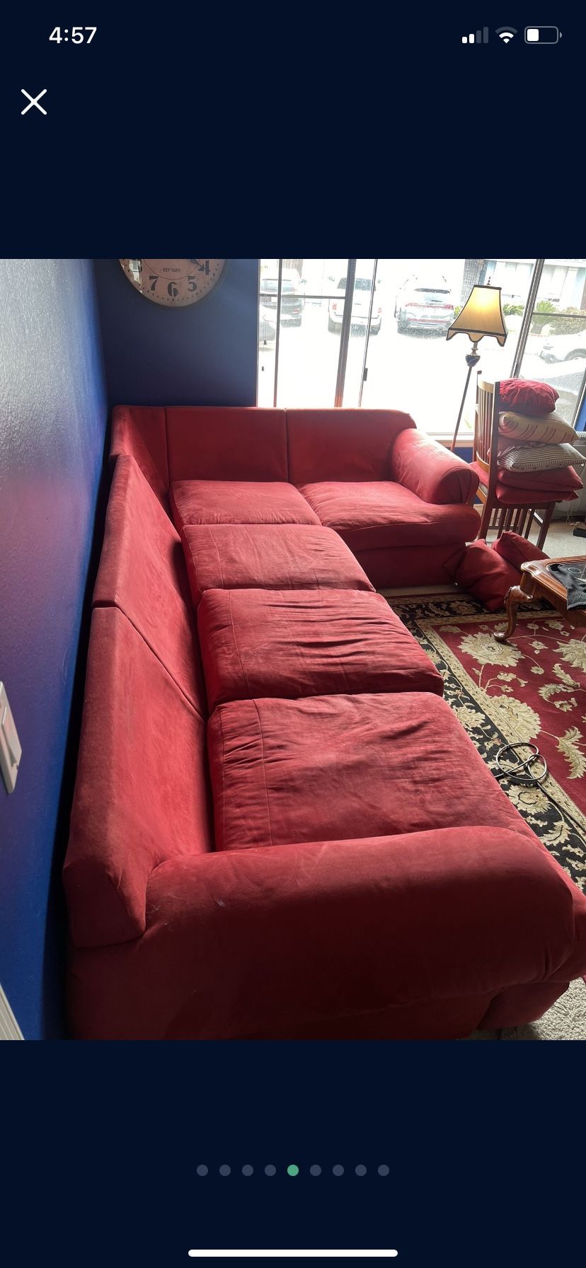 Red Sectional Couch / Sofa