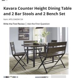 Dining Table and 2 Bar Stools and 1 Bench Set