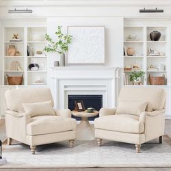2 -Pack 33.1-in W Modern Warm Linen Accent Armchair