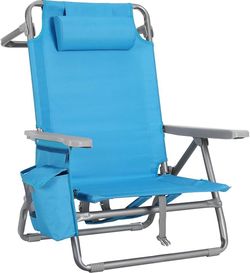 Folding Beach Chair, Lightweight and Portable as a Backpack, Camping Chair, Reclinable, Load Capacity up to 150 kg, Outdoor Folding Chair
