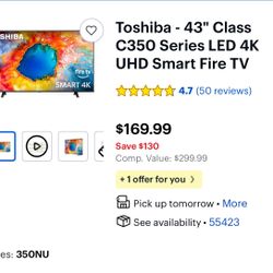 Toshiba 43” LED Excellent Condition- Protective Film Still Intact