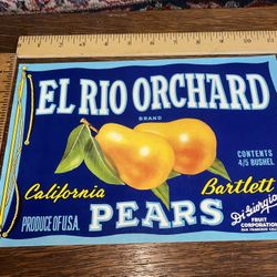El Rio Orchard California Bartlett Pears DiGiorgio Orchards Crate Label Art
