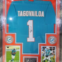 Dolphins Tua Tagovailoa Signed,  JSA-Certified,  Deluxe-Framed Jersey 