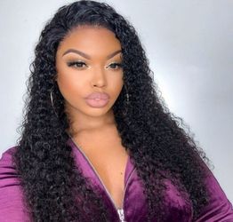 13×4 Transparent Unprocessed Frontal Wigs Loose Kinky Curly Hair Brazilian Virgin Human Hair Lace Frontal Wigs For Black Women Pre Plucked 