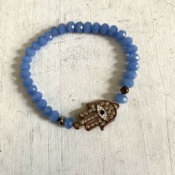 Blue Beaded Hamsa Bracelet 