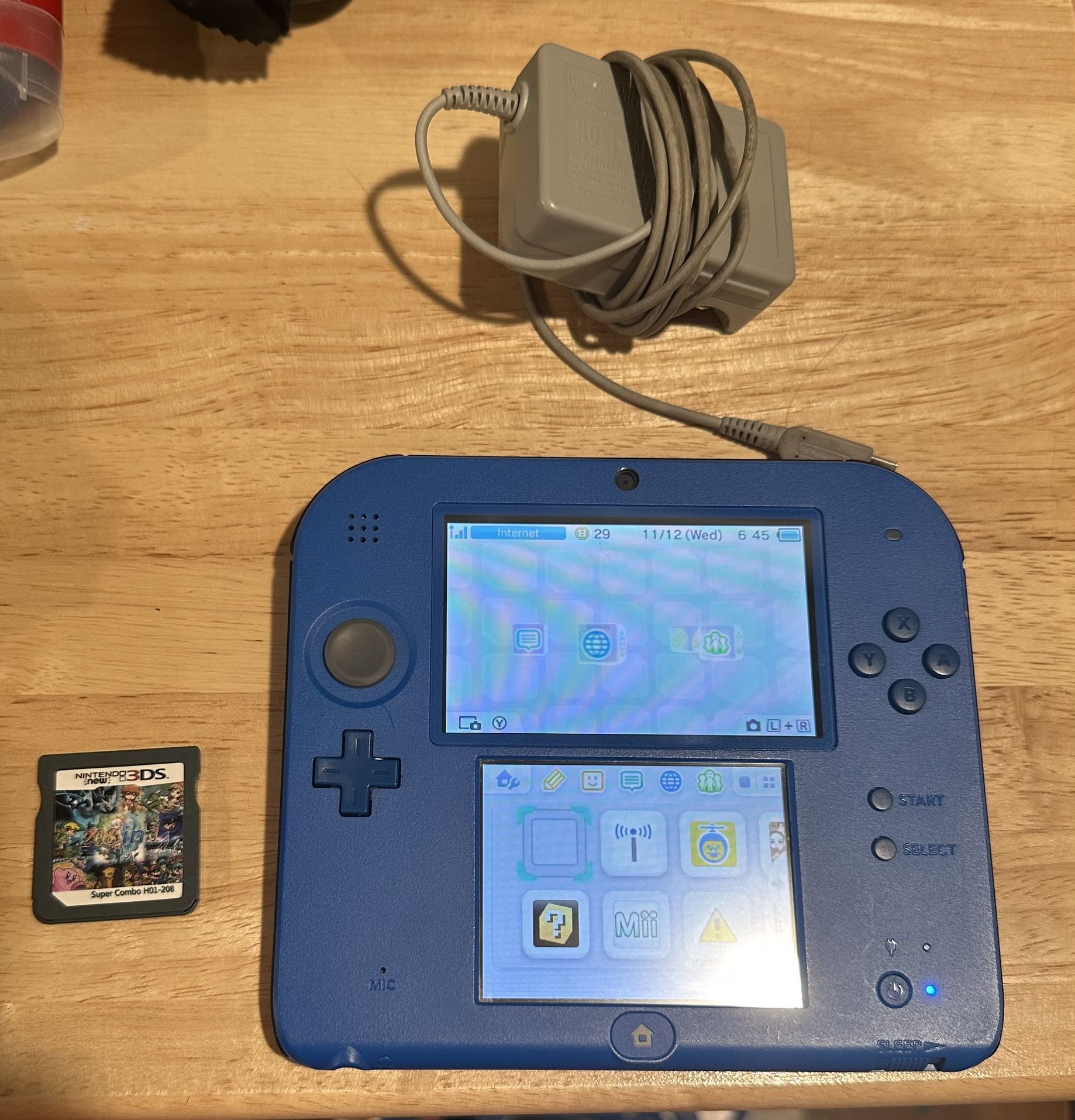 Nintendo 2DS with Charging Cable And 208 in 1 Game Cartridge
