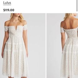 Lulus Size M Stunning Lace Off Shoulder White Dress Gown