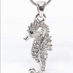 *SALE*Beautiful Sparkling Crystal SEAHORSE Pendant Necklace *See My Other 800 Items*