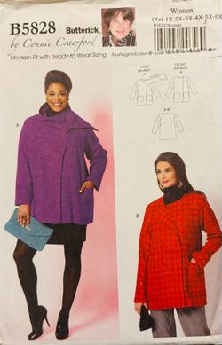 Plus Size Butterick B5828 Coat  by Connie Crawford Sizes XX1-6X Uncut