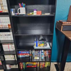 Black Large Bookshelf 5 Tier 