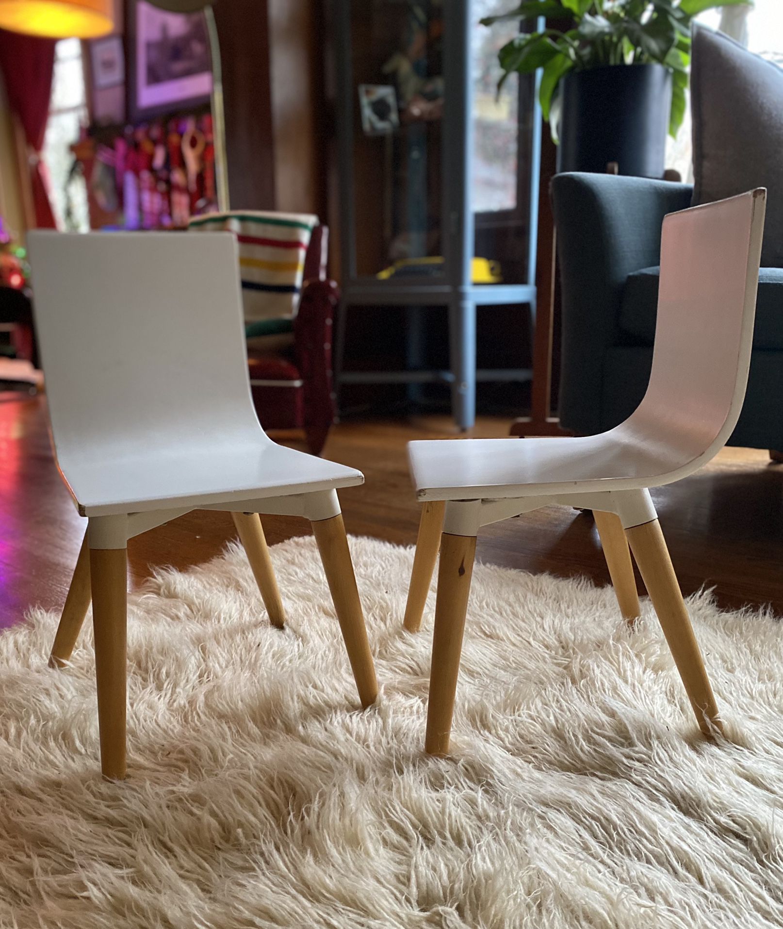 Crate & Barrel White Toddler Chairs X 2