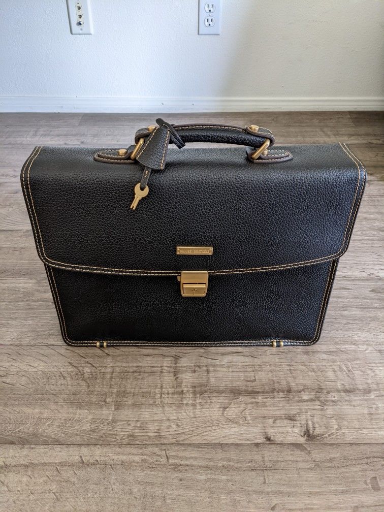 Brooks Brothers Dark Brown Leather Messenger Bag / Briefcase