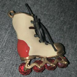 Red And White Roller Blade Pendant With Bling