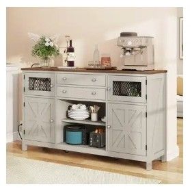 59 Inch Buffet Cabinet With Drawers For Kitchen Storage