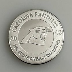 Highland Mint Carolina Panthers 2013 NFC South Division Champions 39mm Silver Plated Medallion Flip Coin Limited Edition Sports Memorabilia In Origina