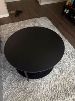 Modern Round Black Coffee Table with Storage