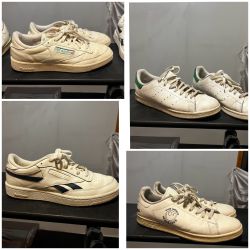 Adidas and Reebok white sneaker bundle white and off white sneakers  