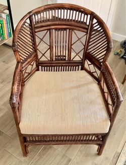 Vintage 1960s Bamboo Brighton Pavilion Style Arm Accent Chair Mid-Century Modern