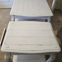 white coffee table and end table