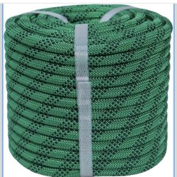 Braided Polyester Arborist Rigging Rope (3/8 inch X 100 feet) High Strength Outdoor Rope for Rock Climbing Hiking Camping Swing, Green/Black