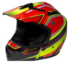Youth Frenzy Off Road MX Helmet DOT Approved Color: Red and Yellow, Size: Youth Medium Brand New 