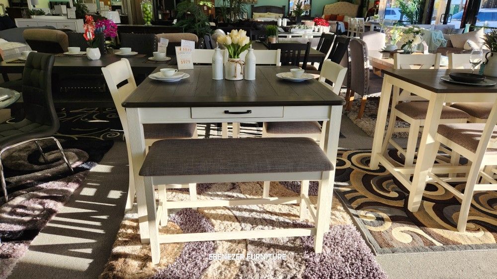 BLACK FRIDAY SALE!!! 6 PC Counter Height Dining Table/ Farmhouse Style