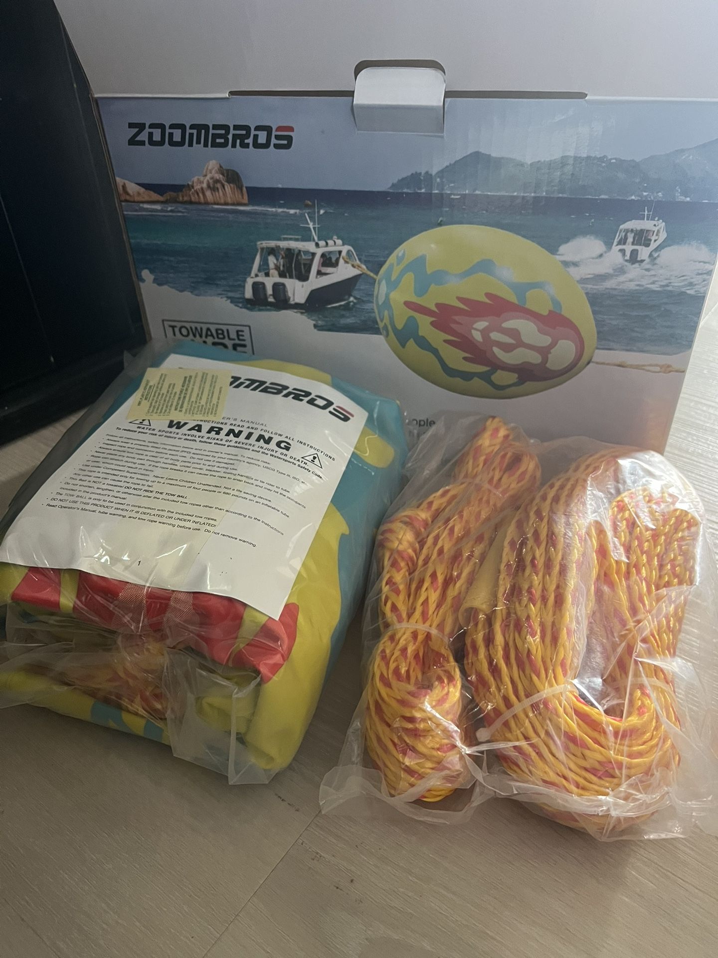 Towable Ball With 60ft Rope (for Towable Boat Tube Not Included)