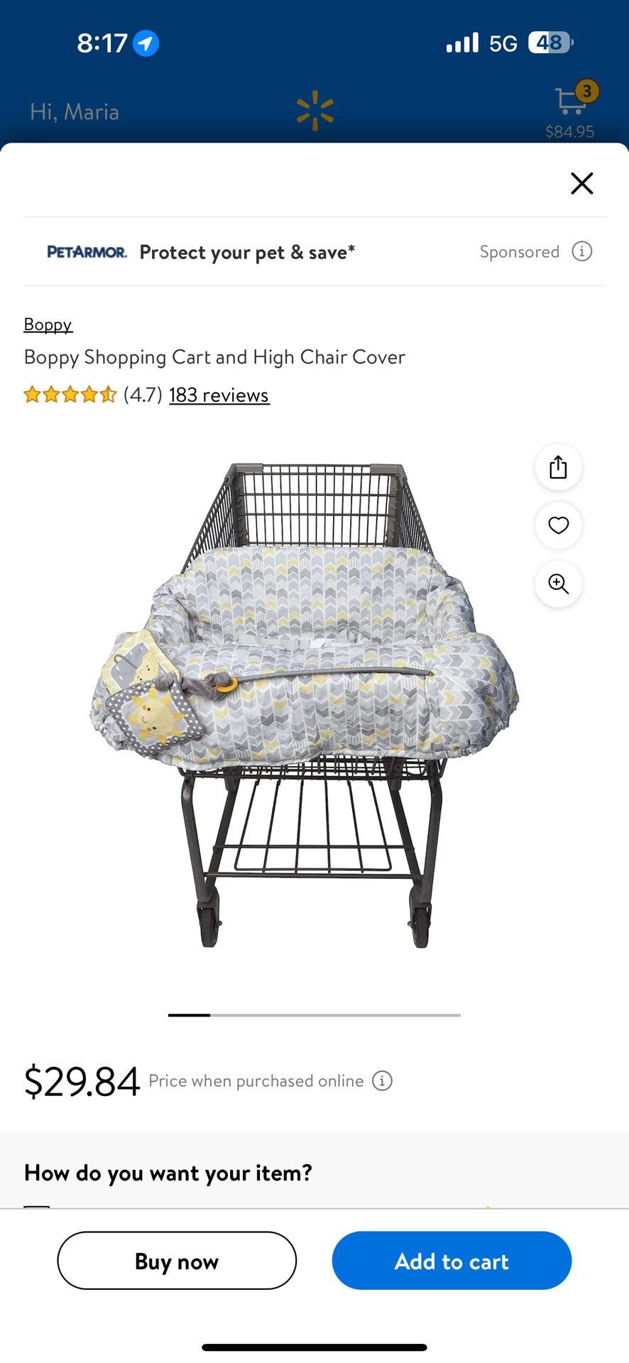 Boppy Shopping Cart And High Chair Cover 