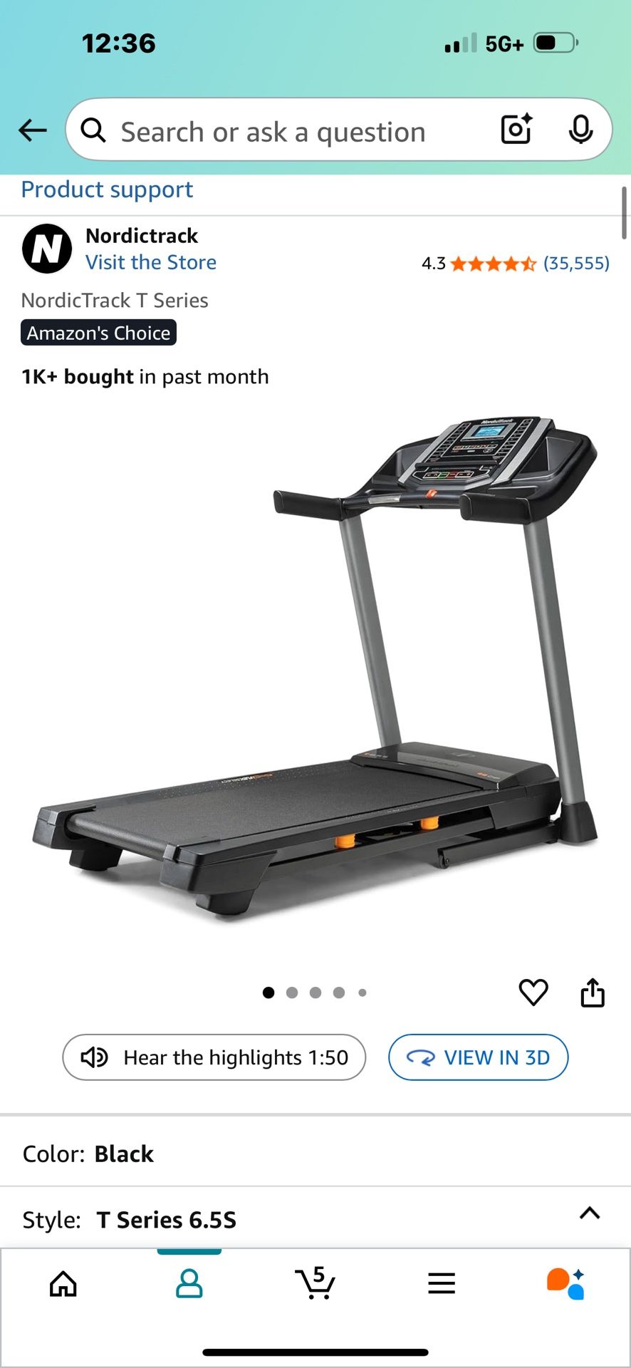 Nordictrack Treadmill T Series 6.5S  