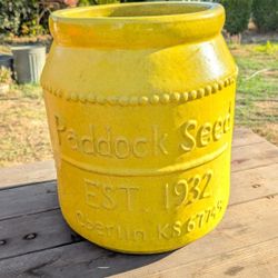Vintage Yellow Paddock Seed Pottery Planter 1932 – Rustic Farmhouse Decor
