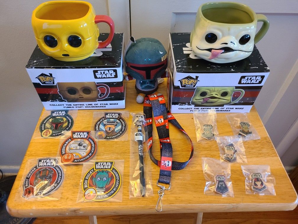 Star Wars Funko Pop Smugglers Bounty Lot Of 15 - Mugs, Patches & Pins