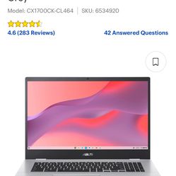 New out of box Asus 17” laptop chromebook 