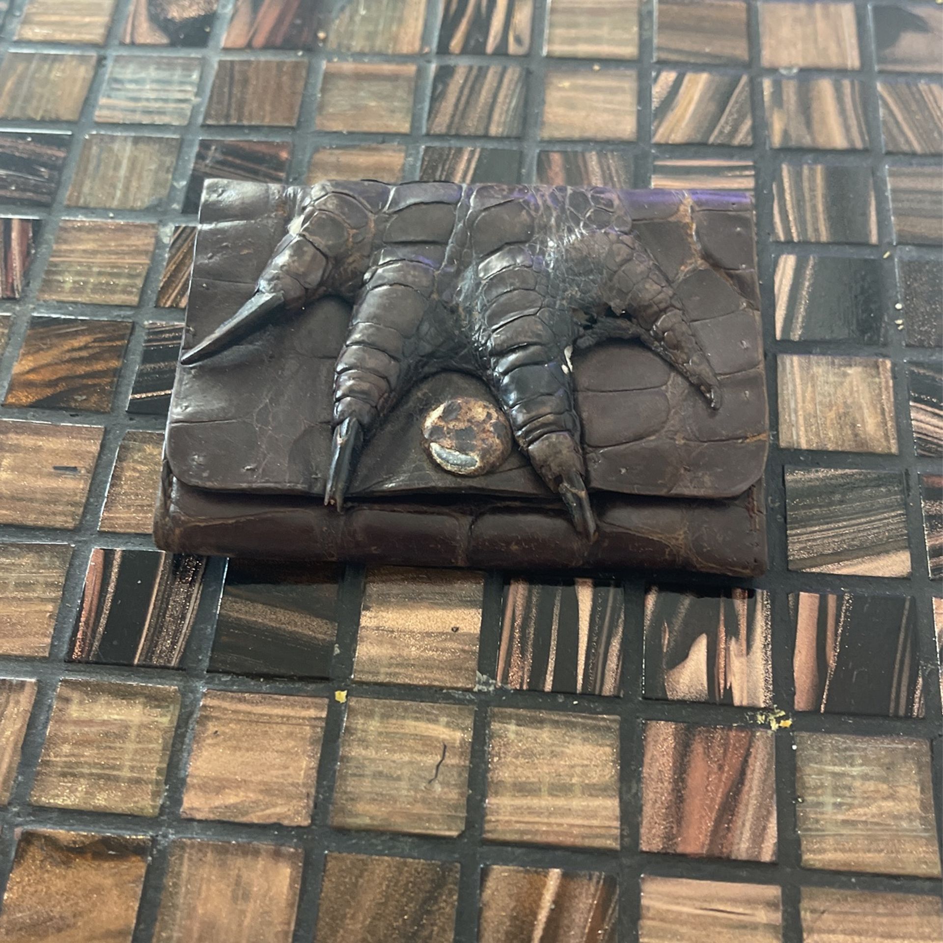 Vintage Alligator Leather Coin Purse With Claw