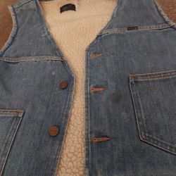 Fleece Lined Wrangler Denim Vest 