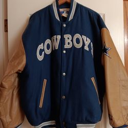 Cowboys Leathered Sleeve Snap Jacket