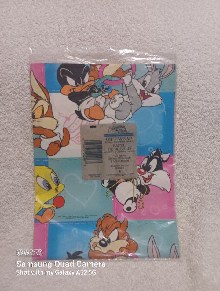 Vintage Looney tunes tiny toon two sheets gift wrap