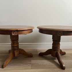 Set Of 2 Solid Oak Wood Side Tables
