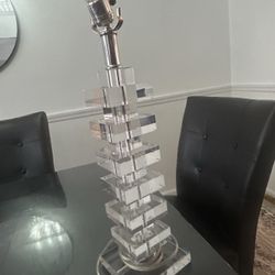 Modern Stacked Crystal Table Lamp Base – Clear Geometric Block Design