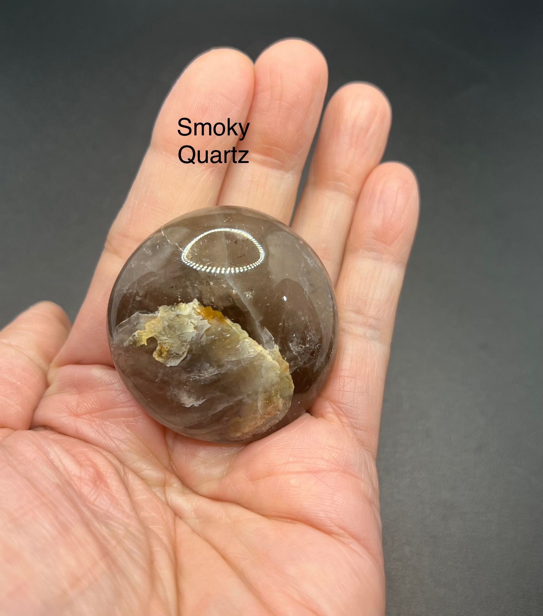 Smoky Quartz Genuine Palm Stone from Brazil 59g
