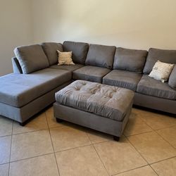 Reversible Sectional Sofa With Ottoman