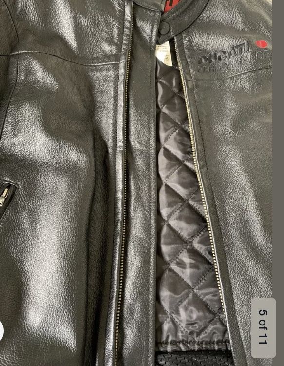 Genuine Ducati Performance Black motorcycle Leather Jacket Size Large. Condition is Pre-owned. Barely used. (few days). Almost brand new. Shoulders