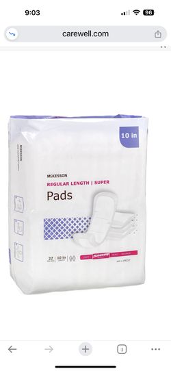 McKesson Regular Length Super Pads 10 In. Each Package $8 
