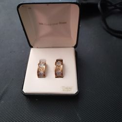 18k Gold Over Brass Diamond Accent Earrings 