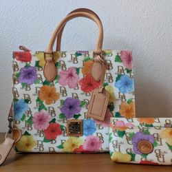 Dooney & Bourke Janine Signature Multi Floral Satchel Purse and Wallet Colorful