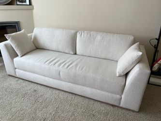 Modern Sofa Sleeper in a Soft Ivory Cream Textured Fabric