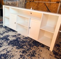 LIKIMIO 70" TV Stand for TVs up to 80", LED Entertainment Center, White