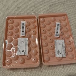  Ice Cube tray, circle shape trays for Freezer with Container and tong, round ice Mold making small ice Balls, sphere Ice Makers (pink)