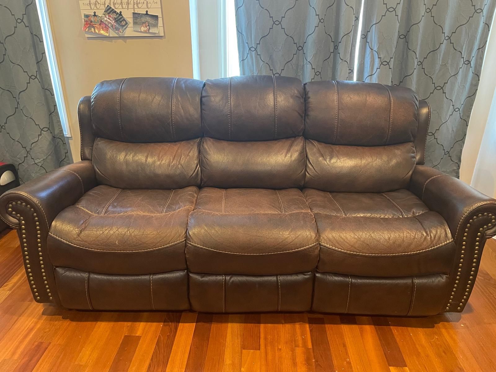 Two Leather Recliner Sofa $600