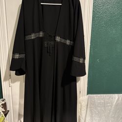 Abaya Muslim Women Dress Front Open 